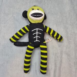 Dan Dee Sock Monkey Green Black Halloween Skeleton 2015 Spooky Collector Plush
